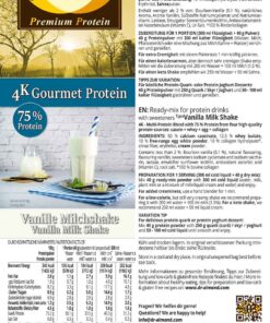 Protein MILCHSHAKE Vanille Proteinshake Ketoshake Proteinpulver - Etikett
