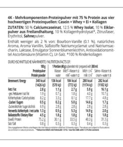 Protein MILCHSHAKE Vanille Proteinshake Ketoshake Proteinpulver - Zutaten Nährwerte